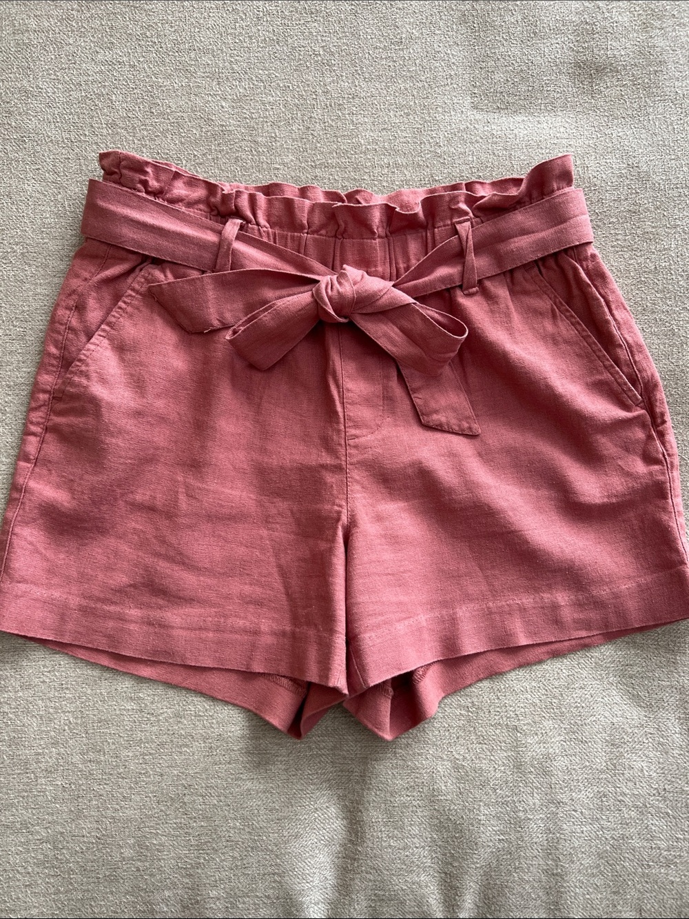 Old Navy High-Waist Paperbag Shorts in Dusty Rose